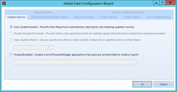 Configuration Wizard for Adobe Flash