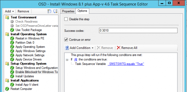 Be sure to configure the task only to run while deploying Windows To Go